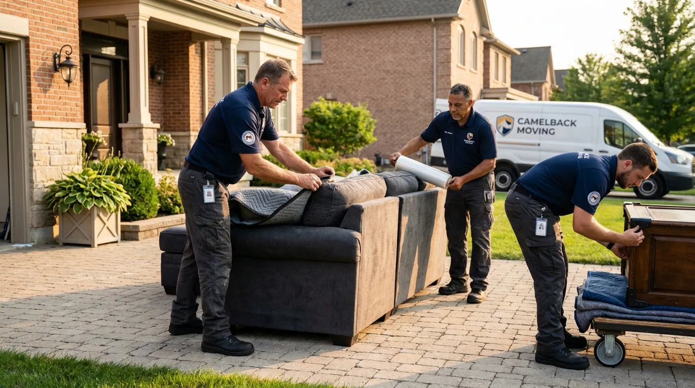 Large estate moving crew wrapping furniture in Madera, CA